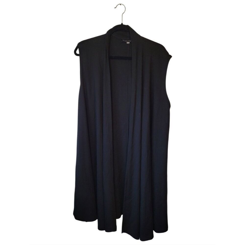 Bryn Walker Black Sleeveless Long Open Cardigan Vest Size S